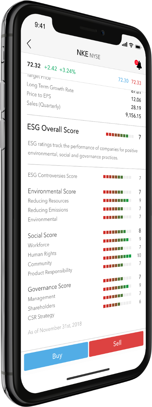 iPhone showing ESG sample screen